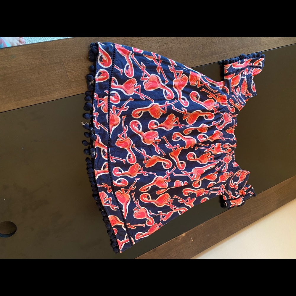 Crown Ivy flamingo slightly off shoulder top